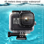 GoPro HERO8 Black用 45m防水ハウジング保護ケース バックル付きベーシックマウント＆ネジ＆（パープル、レッド、ピンク）フィルター＆フローティングボバ―グリップ＆ストラップ＆防曇インサート, ブラックHERO8ケース＋フィルター