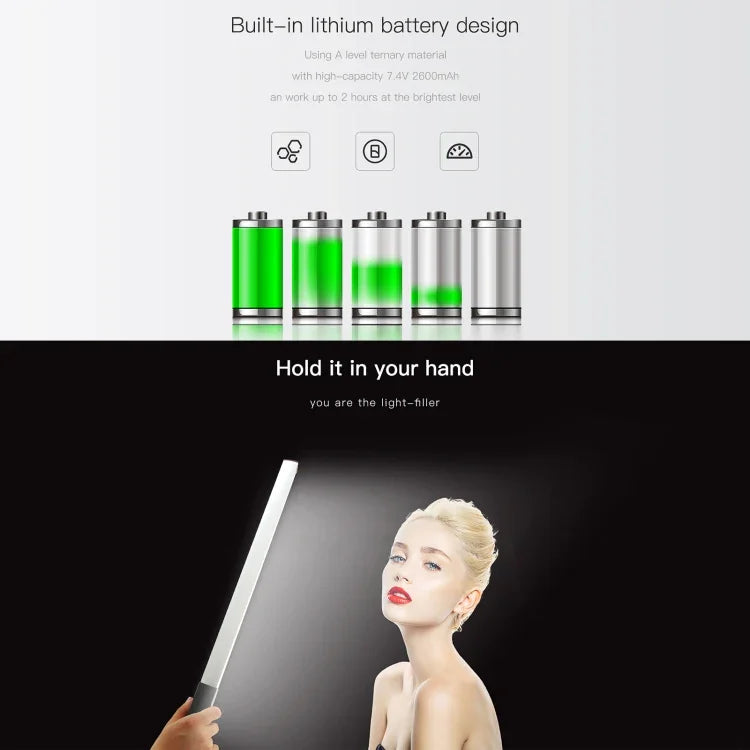 LUXCeO Q508S デュアル色温度 1000LM フォト LEDスティックビデオライト ハンドヘルド LED フィルライト フラッシュ照明ランプ、Q508S