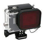 GoPro HERO5用30m防水PC＆ABSハウジング保護ケース＋カメラレンズ赤色四角フィルター バックルベーシックマウント＆ロングスクリュー＆紛失防止ハンドストラップ付き 保護ケース＋フィルター