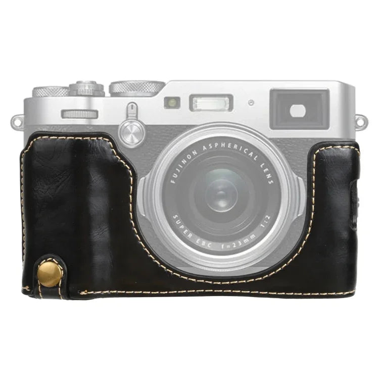 1/4インチネジ PUレザー カメラハーフケースベース FUJIFILM X100V 用, FUJIFILM X100V 用