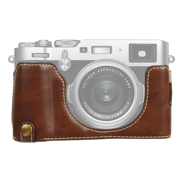 1/4インチネジ PUレザー カメラハーフケースベース FUJIFILM X100V 用, FUJIFILM X100V 用