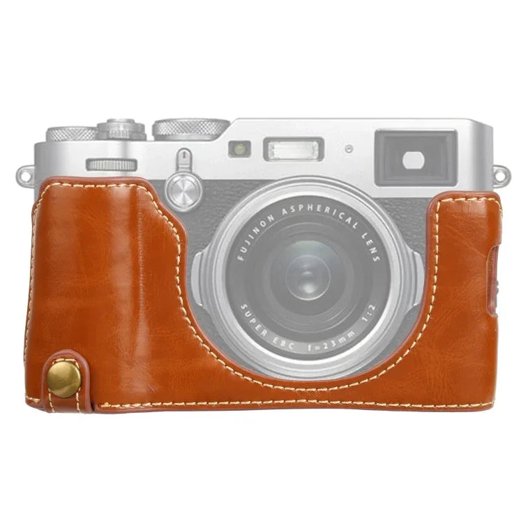 1/4インチネジ PUレザー カメラハーフケースベース FUJIFILM X100V 用, FUJIFILM X100V 用