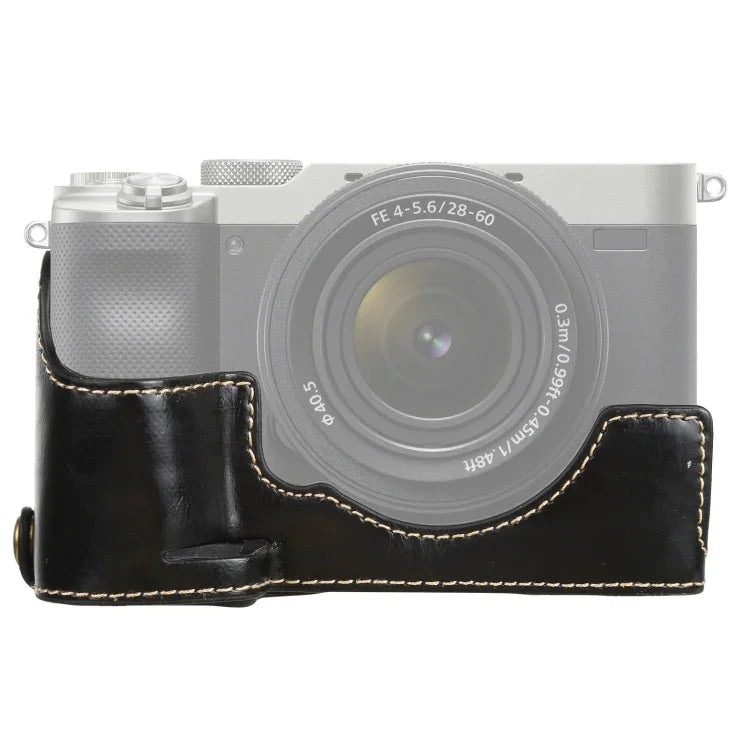 1/4インチネジ PUレザー カメラハーフケースベース Sony ILCE-7C/A7C 用, Sony ILCE-7C/A7C 用