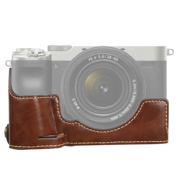 1/4インチネジ PUレザー カメラハーフケースベース Sony ILCE-7C/A7C 用, Sony ILCE-7C/A7C 用
