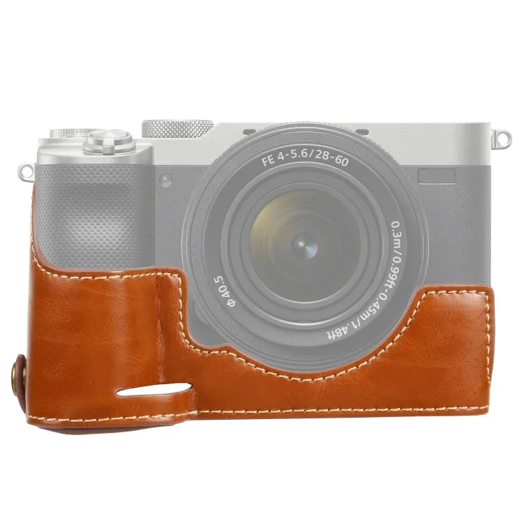1/4インチネジ PUレザー カメラハーフケースベース Sony ILCE-7C/A7C 用, Sony ILCE-7C/A7C 用