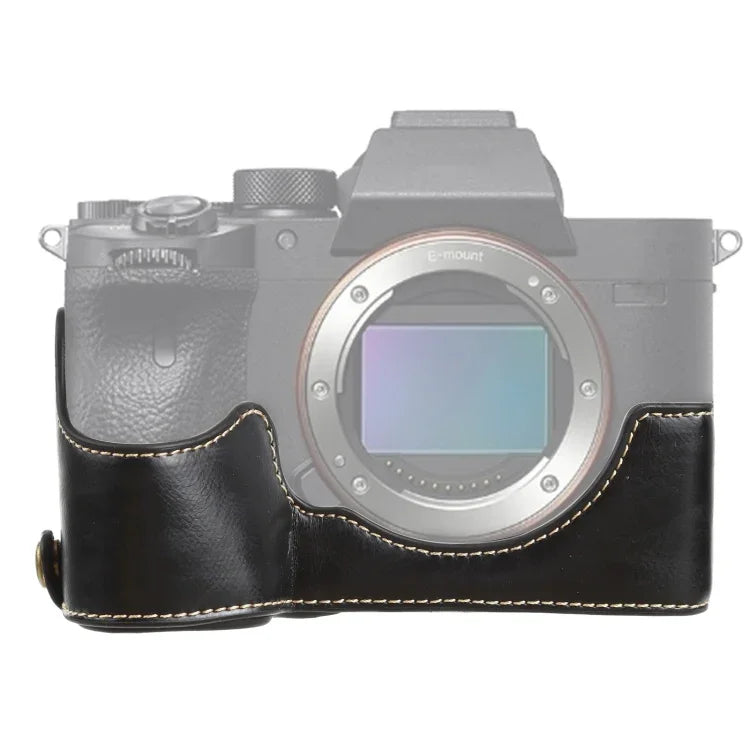 1/4インチネジ PUレザー カメラハーフケースベース Sony ILCE-7RM4 / A7RM4 / A7R IV 用, Sony ILCE-7RM4 用