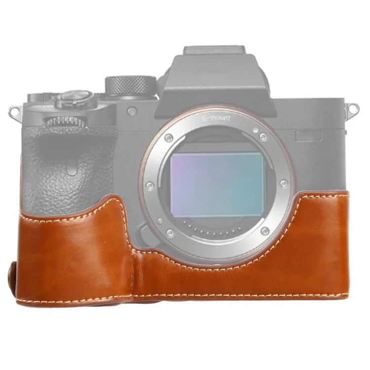 1/4インチネジ PUレザー カメラハーフケースベース Sony ILCE-7RM4 / A7RM4 / A7R IV 用, Sony ILCE-7RM4 用