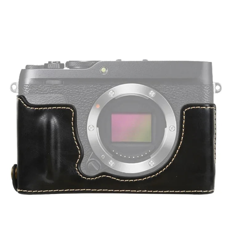 1/4インチネジ PUレザー カメラハーフケースベース FUJIFILM XE4用、FUJIFILM XE4用