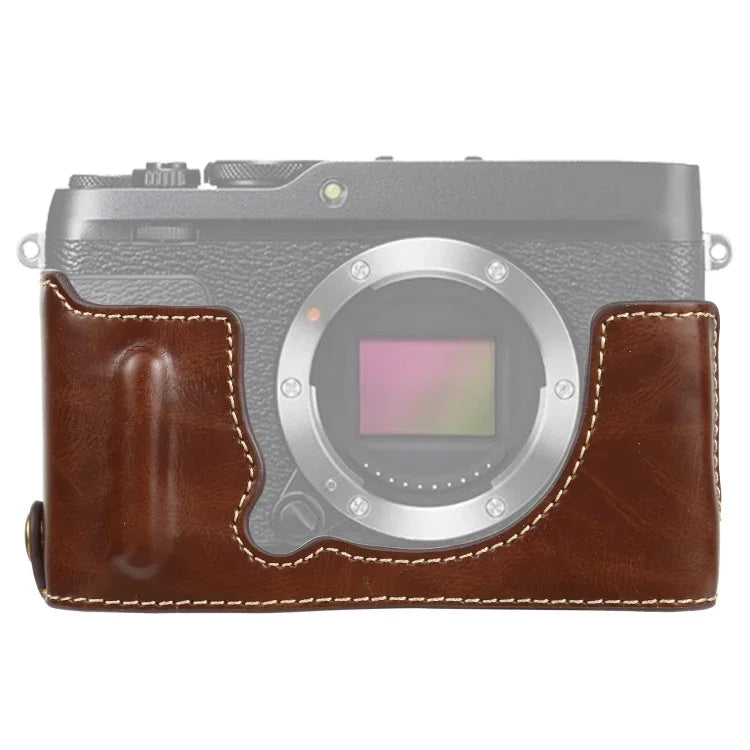 1/4インチネジ PUレザー カメラハーフケースベース FUJIFILM XE4用、FUJIFILM XE4用