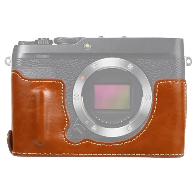 1/4インチネジ PUレザー カメラハーフケースベース FUJIFILM XE4用、FUJIFILM XE4用