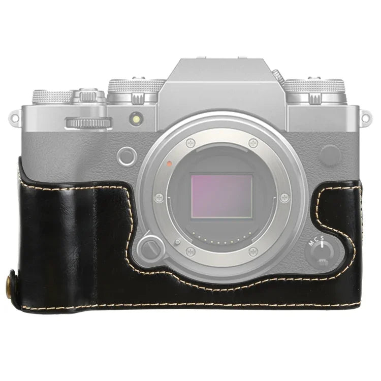 1/4インチネジ PUレザー カメラハーフケースベース FUJIFILM X-T4用、FUJIFILM X-T4用