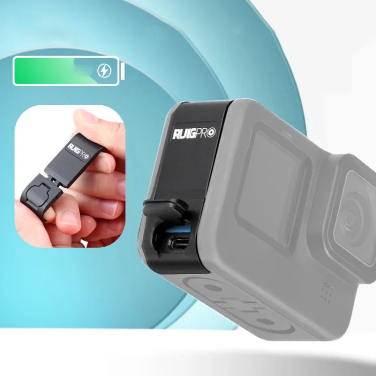 RUIGPRO アルミ合金バッテリーサイドインターフェースカバー GoPro HERO10 Black / HERO9 Black用, アルミ合金サイドカバー