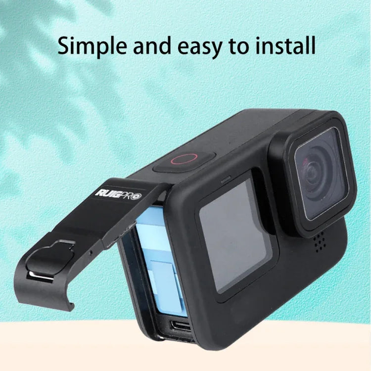 RUIGPRO アルミ合金バッテリーサイドインターフェースカバー GoPro HERO10 Black / HERO9 Black用, アルミ合金サイドカバー
