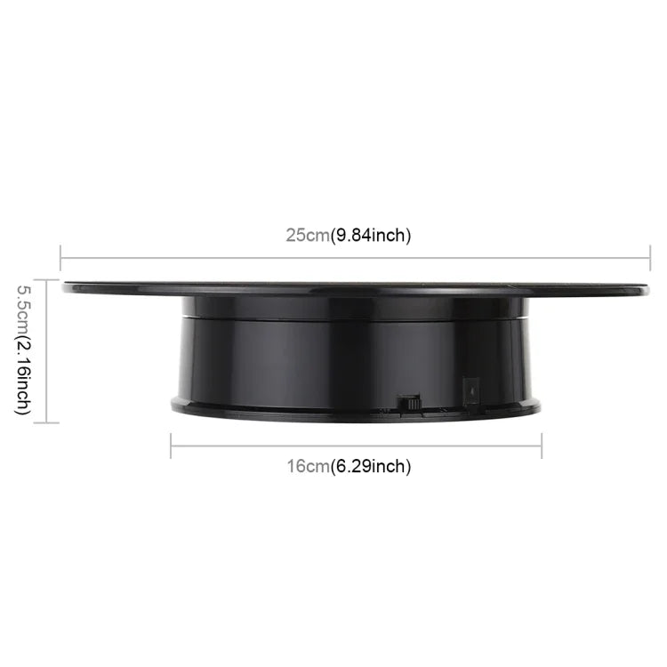 25cm 360度 電動回転 ミラー面 ターンテーブル ディスプレイスタンド ビデオ撮影小道具、耐荷重3kg、バッテリー駆動、25cm ミラー/バッテリー駆動(B)、25cm ミラー/バッテリー駆動(W)、25cm ミラー/バッテリー駆動(WB)