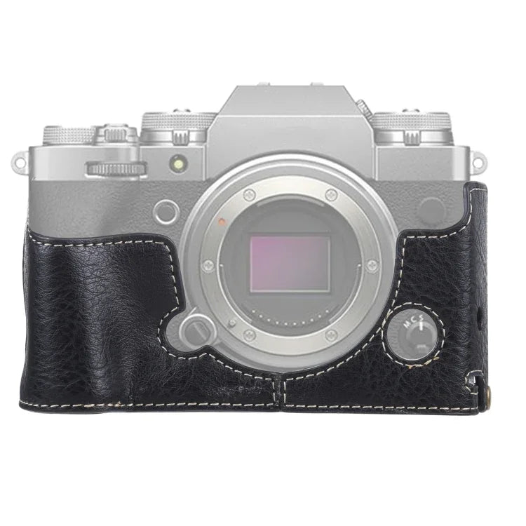 1/4インチネジ ライチ柄PUレザー カメラハーフケースベース FUJIFILM X-T4用、FUJIFILM X-T4ライチ用