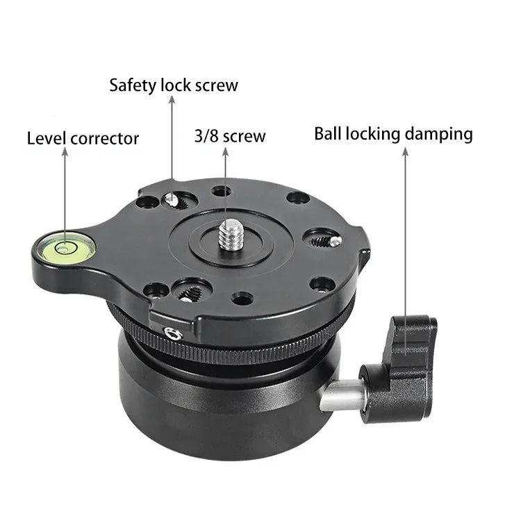 BEXIN DY-60N 3/8インチネジ ドーム型プロフェッショナルトライポッドレベリング 360度パノラマヘッドベース 気泡レベル＆3/8インチネジアダプター付き、DY-60N 3/8インチ