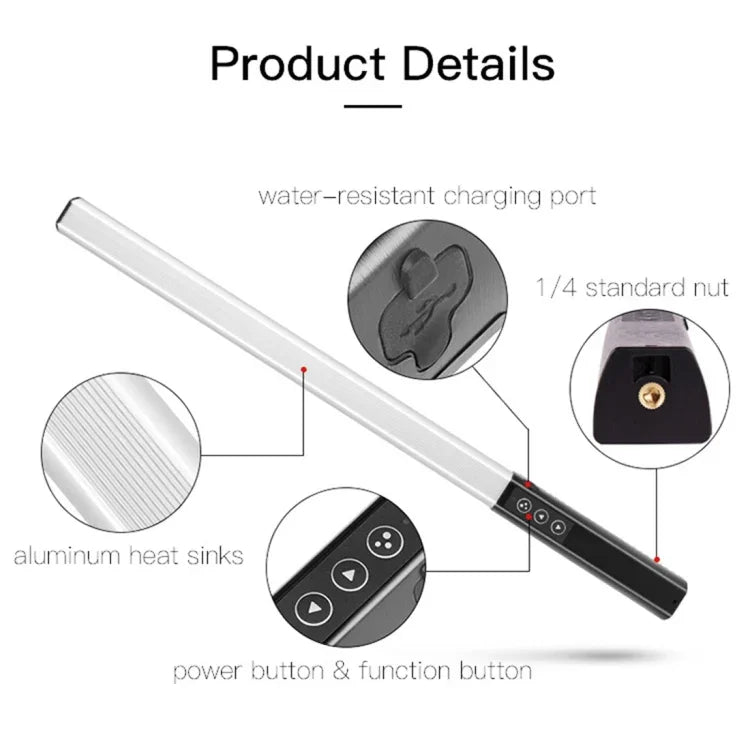 LUXCeO Q508A 8色フォトLEDスティックビデオライト 防水ハンドヘルドLEDフィルライト フラッシュ照明ランプ リモコン付き、Q508A