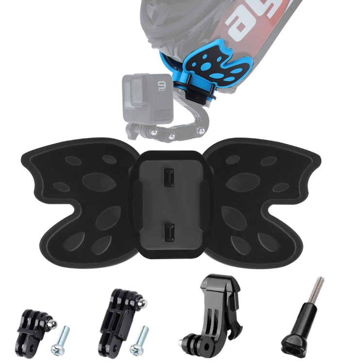 バタフライヘルメットマウントアダプター 3方向ピボットアーム＆Jフックバックル＆ロングスクリュー付き for GoPro, Insta360, DJI 他アクションカメラ, ピボットアーム＆Jフックバックル付きバタフライヘルメットマウント