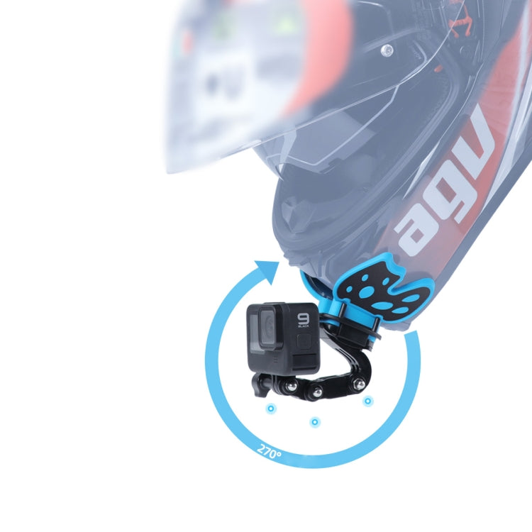バタフライヘルメットマウントアダプター 3方向ピボットアーム＆Jフックバックル＆ロングスクリュー付き for GoPro, Insta360, DJI 他アクションカメラ, ピボットアーム＆Jフックバックル付きバタフライヘルメットマウント