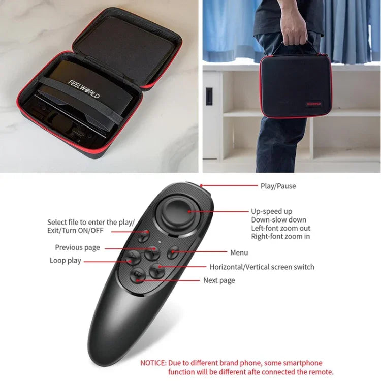 FEELWORLD TP10 ポータブル10インチ折りたたみテレプロンプター リモコン付き レンズアダプターリング 10インチ以下スマートフォン / タブレット用、TP10