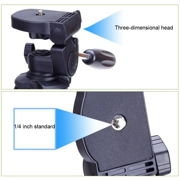 YUNTENG VCT-680RM 4段折りたたみ脚 アルミ合金三脚マウント 立体三脚ヘッド付き DSLR & デジタルカメラ用, 高さ調節: 46-138cm