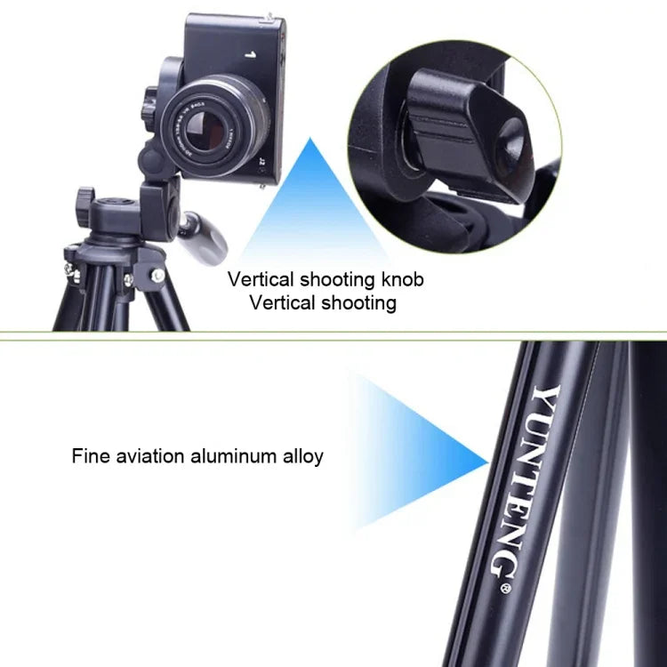 YUNTENG VCT-680RM 4段折りたたみ脚 アルミ合金三脚マウント 立体三脚ヘッド付き DSLR & デジタルカメラ用, 高さ調節: 46-138cm
