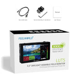 FEELWORLD LUT5 5.5インチ 超高輝度3000nit タッチスクリーン DSLRカメラ用フィールドモニター、LUT5