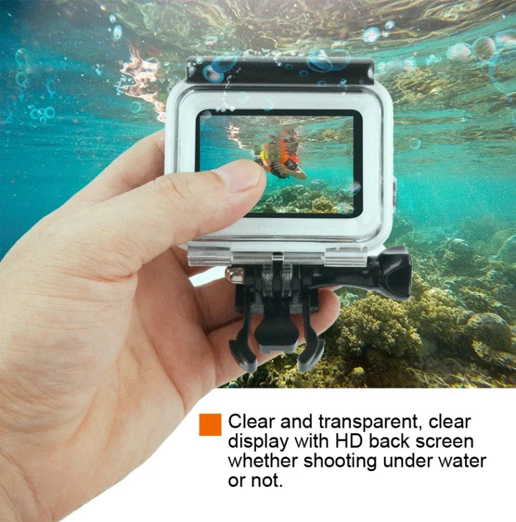 GoPro NEW HERO /HERO6 /5用 45m防水ハウジング保護ケース＋タッチスクリーンバックカバー バックルベーシックマウント＆ネジ付き レンズ取り外し不要 タッチスクリーン（透明）