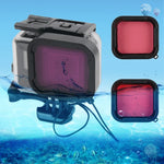 GoPro NEW HERO /HERO6 /5用 45m防水ハウジング保護ケース＋タッチスクリーンバックカバー バックルベーシックマウント＆ネジ付き ＋（パープル、レッド、ピンク）フィルター レンズ取り外し不要 タッチスクリーン＋フィルター（透明）
