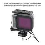 GoPro NEW HERO /HERO6 /5用 45m防水ハウジング保護ケース＋タッチスクリーンバックカバー バックルベーシックマウント＆ネジ付き ＋（パープル、レッド、ピンク）フィルター レンズ取り外し不要 タッチスクリーン＋フィルター（透明）