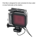 GoPro NEW HERO /HERO6 /5用 45m防水ハウジング保護ケース＋タッチスクリーンバックカバー バックルベーシックマウント＆ネジ付き ＋（パープル、レッド、ピンク）フィルター レンズ取り外し不要 タッチスクリーン＋フィルター（透明）