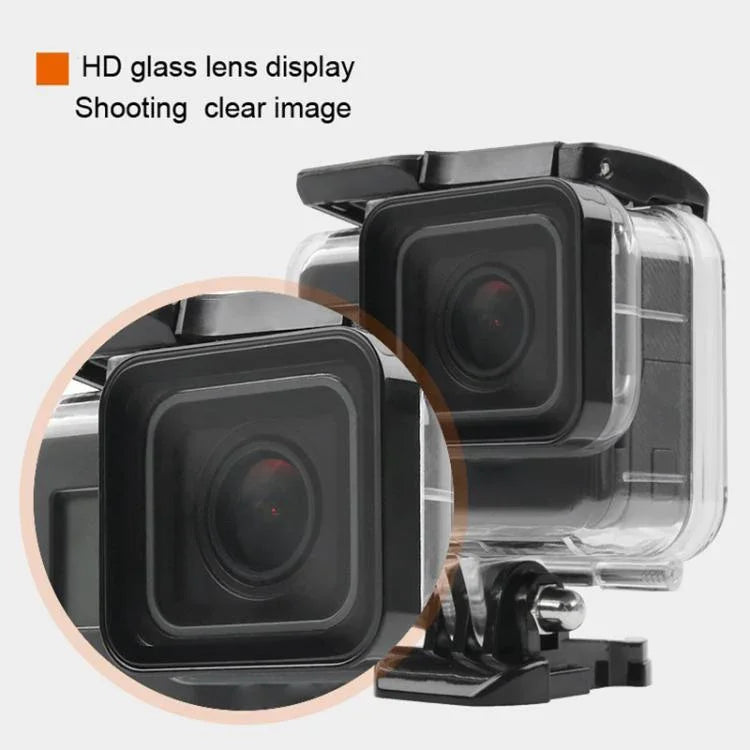 GoPro NEW HERO /HERO6 /5用 45m防水ハウジング保護ケース＋タッチスクリーンバックカバー バックルベーシックマウント＆ネジ付き ＋（パープル、レッド、ピンク）フィルター レンズ取り外し不要 タッチスクリーン＋フィルター（透明）