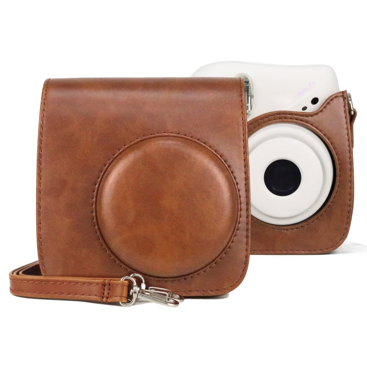 レトロ フルボディ PUレザーケース カメラバッグ ストラップ付き FUJIFILM instax mini 7+用、FUJIFILM instax mini 7+用