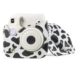 ミルクカウ フルボディ PUレザーケース カメラバッグ ストラップ付き FUJIFILM instax mini 7+用、ミルクカウ