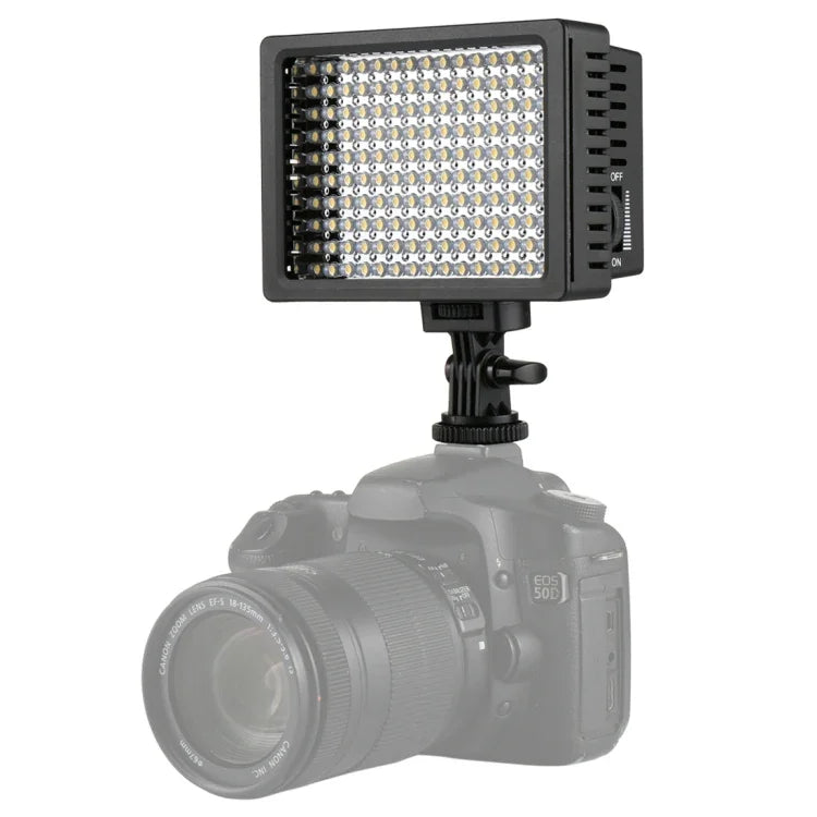 HD-160 ホワイトライト LED ビデオライト カメラ装着用撮影補助光 Canon、Nikon、DSLRカメラ用 3枚フィルタープレート付き、HD-160