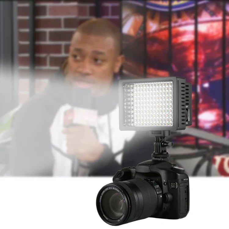 HD-160 ホワイトライト LED ビデオライト カメラ装着用撮影補助光 Canon、Nikon、DSLRカメラ用 3枚フィルタープレート付き、HD-160