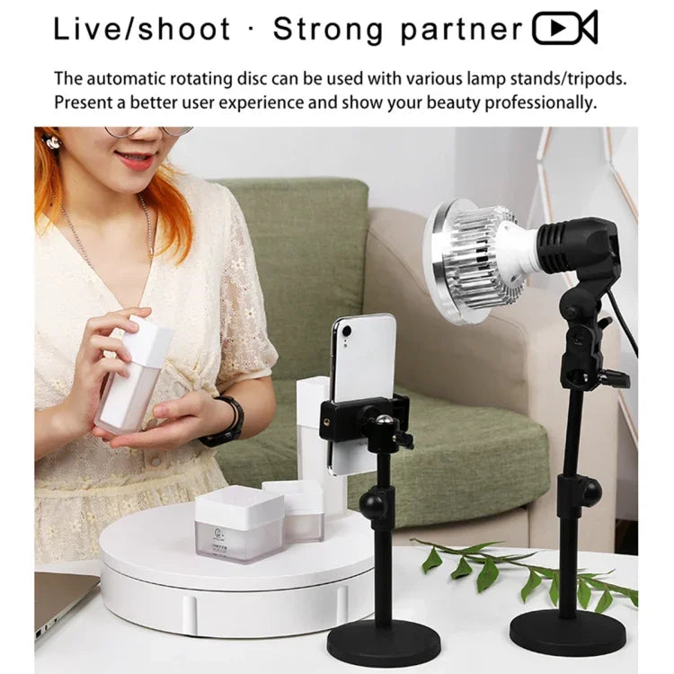 22cm Electric Rotating Display Stand Video Shooting Props Turntable, Load: 50kg, EU Plug, 22cm, EU Plug