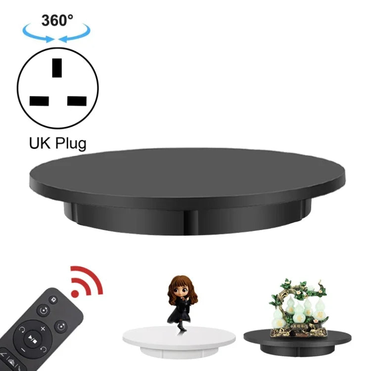 60cm 電動回転ディスプレイスタンド 小道具用ターンテーブル、耐荷重：100kg、プラグイン電源、UKプラグ、60cm、UKプラグ