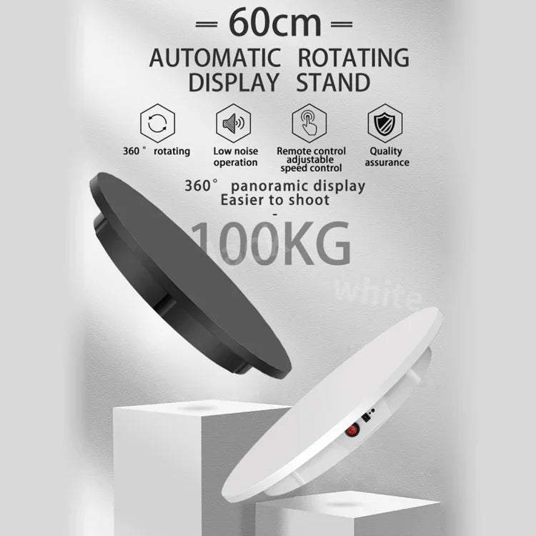 60cm 電動回転ディスプレイスタンド 小道具用ターンテーブル、耐荷重：100kg、プラグイン電源、UKプラグ、60cm、UKプラグ
