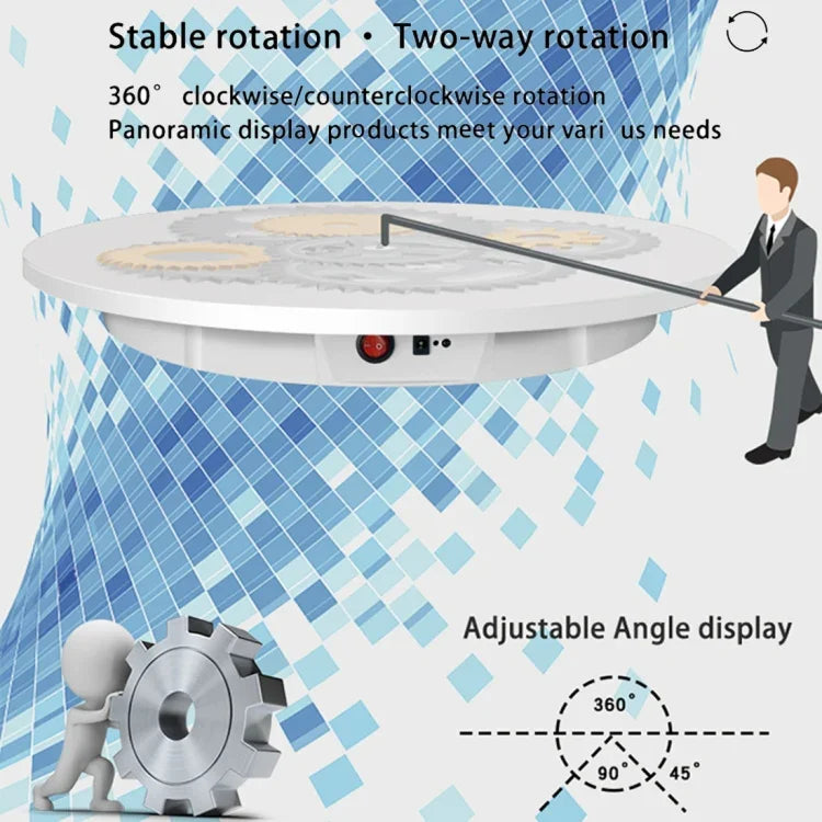 60cm 電動回転ディスプレイスタンド 小道具用ターンテーブル、耐荷重：100kg、プラグイン電源、UKプラグ、60cm、UKプラグ