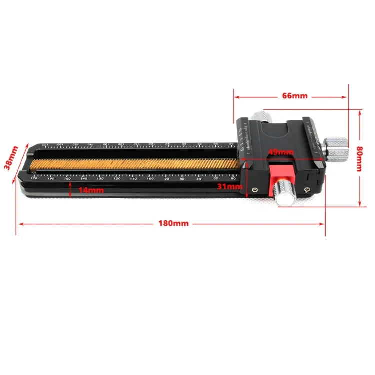 FITTEST 180mm 精密アルミ製 2方向マクロレールスライダー 三脚ヘッド クイックリリースプレートホルダー, MR-180