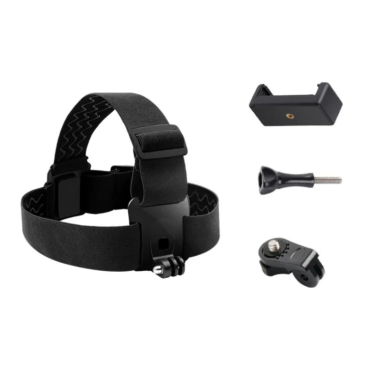 GoPro HERO10 Black / HERO9 Black /8 /7 /6 /5、Xiaoyiおよびその他のアクションカメラ、スマートフォン用伸縮マウントベルト 調節可能ヘッドストラップ 電話クランプ＆ネジ＆S型アダプター付き