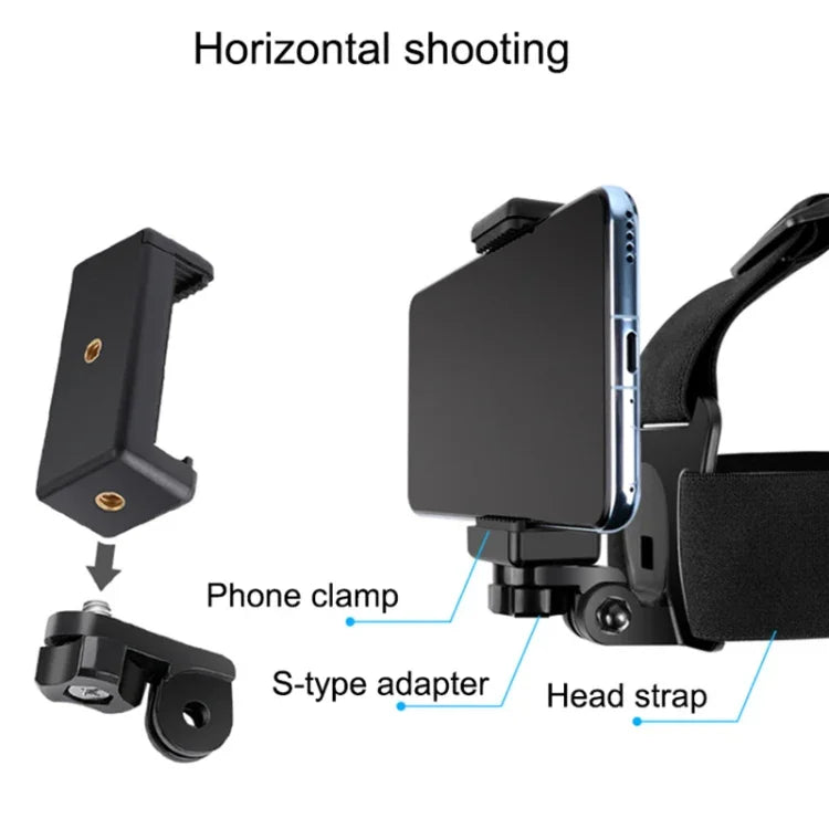 GoPro HERO10 Black / HERO9 Black /8 /7 /6 /5、Xiaoyiおよびその他のアクションカメラ、スマートフォン用伸縮マウントベルト 調節可能ヘッドストラップ 電話クランプ＆ネジ＆S型アダプター付き