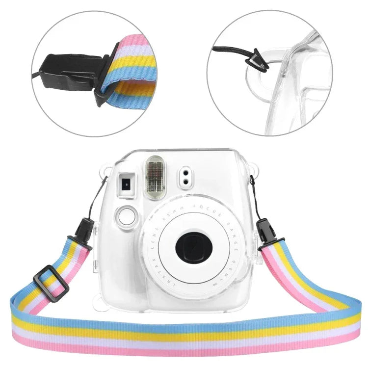 FUJIFILM instax mini 9 / mini 8+ / mini 8用ストラップ付き保護クリスタルシェルケース, FUJIFILM instax mini 9用