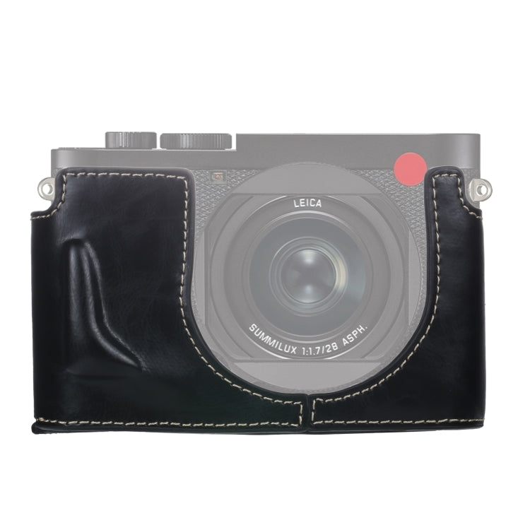 1/4インチネジ PUレザー カメラハーフケースベース Leica Q2用、Leica Q2対応
