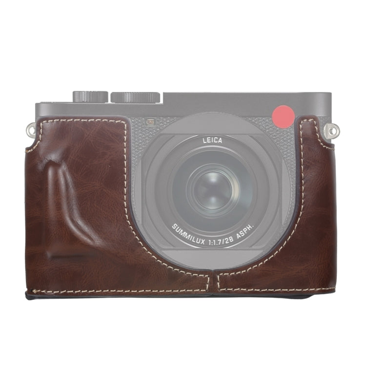 1/4インチネジ PUレザー カメラハーフケースベース Leica Q2用、Leica Q2対応