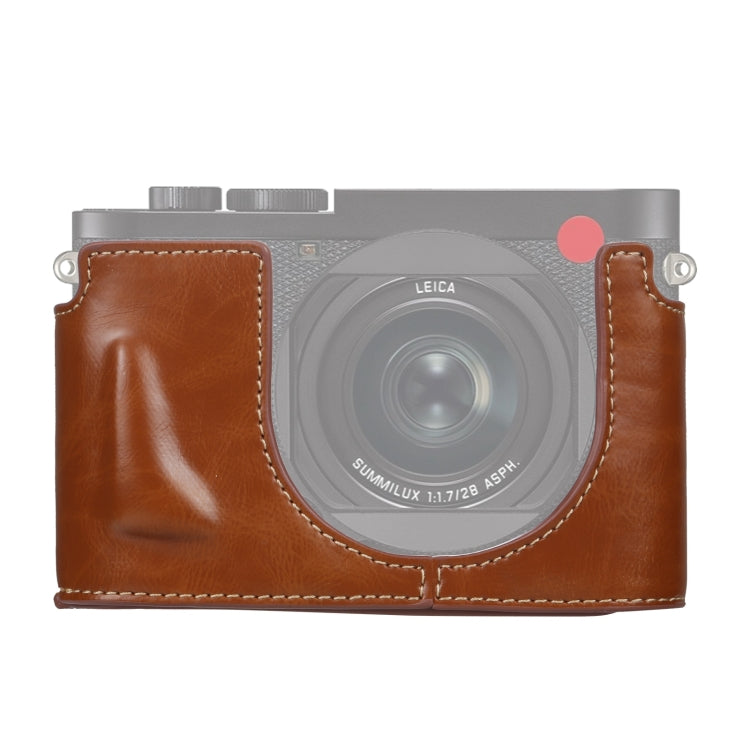 1/4インチネジ PUレザー カメラハーフケースベース Leica Q2用、Leica Q2対応