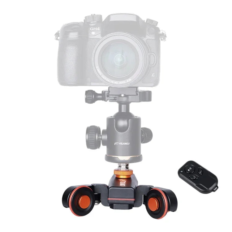 YELANGU L4X カメラホイールドリー II 電動トラックスライダー 3輪ビデオプーリー ローリングドリーリモコン付き DSLR / ホームDVカメラ、GoPro、スマートフォン対応、耐荷重：3kg、L4Xドリーカー ブラック