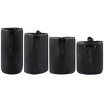 4個セット ネオプレン製一眼レフカメラレンズキャリングバッグ ポーチ カラビナ付き、サイズ：10x22cm、10x14cm、10x18cm、8x10cm、4サイズ