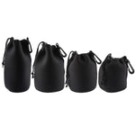 4個セット ネオプレン製一眼レフカメラレンズキャリングバッグ ポーチ カラビナ付き、サイズ：10x22cm、10x14cm、10x18cm、8x10cm、4サイズ